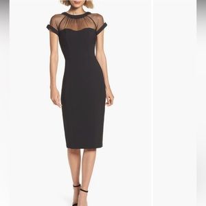 Maggy London illusion yoke crepe cocktail dress